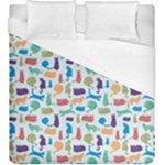 Blue Colorful Cats Silhouettes Pattern Duvet Cover Single Side (KingSize)