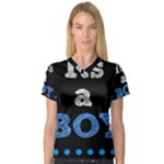 Its A Boy Black Women s V-Neck Sport Mesh Tee