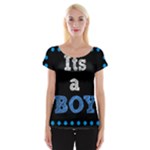 Its A Boy Black Women s Cap Sleeve Top