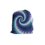 Purple & Aqua Spiral Fractal  Drawstring Pouch (Medium)