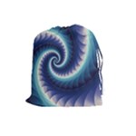 Purple & Aqua Spiral Fractal  Drawstring Pouch (Large)