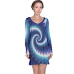 Turquoise Purple Spiral Fractal Long Sleeve Nightdress