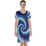 Turquoise and Purple Spiral Fractal Short Sleeve Nightdress