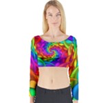 Psychedelic Rainbow Spiral Long Sleeve Crop Top (Tight Fit)