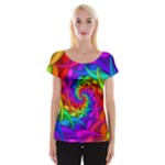 Psychedelic Rainbow Spiral Women s Cap Sleeve Top