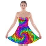 Psychedelic Rainbow Spiral Strapless Bra Top Dress