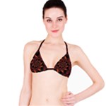 Burnt Orange Dark Spiral Fractal  Bikini Top