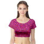 Polka Dot Sparkley Jewels 1 Short Sleeve Crop Top