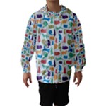 Blue Colorful Cats Silhouettes Pattern Hooded Wind Breaker (Kids)