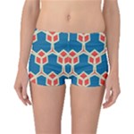 Orange shapes on a blue background Boyleg Bikini Bottoms