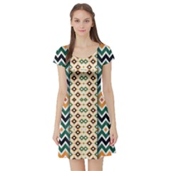 Short Sleeve Skater Dress Front Short Sleeve Skater Dress Front