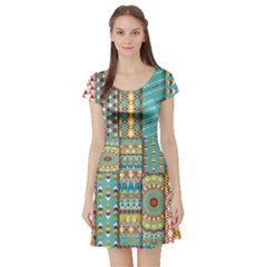 Short Sleeve Skater Dress Front Short Sleeve Skater Dress Front