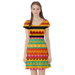 Short Sleeve Skater Dress Front Short Sleeve Skater Dress Front