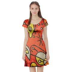 Short Sleeve Skater Dress Front Short Sleeve Skater Dress Front