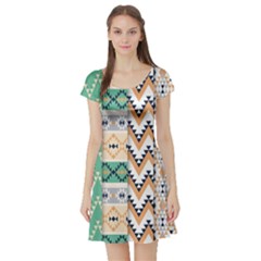 Short Sleeve Skater Dress Front Short Sleeve Skater Dress Front