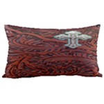 Worked leather with metal crass inlay
