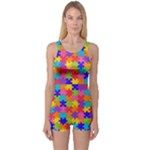 Autism Jigsaw Puzzle One Piece Boyleg Swimsuit