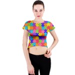 Autism Jigsaw Puzzle Crew Neck Crop Top
