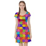 Autism Jigsaw Puzzle Short Sleeve Skater Dress