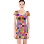 Autism Jigsaw Puzzle Short Sleeve Bodycon Dress
