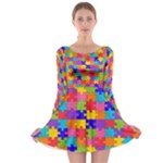 Autism Jigsaw Puzzle Long Sleeve Skater Dress
