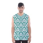 White On Emerald Green Damask Men s Basketball Tank Top