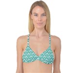 Emerald Green Damask Pattern Reversible Tri Bikini Top