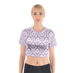 Lilac Damask Pattern Cotton Crop Top from ArtsNow.com