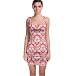 Poppy Red Damask Pattern Bodycon Dress