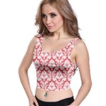 Poppy Red Damask Pattern Crop Top