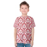 White On Red Damask Kid s Cotton Tee