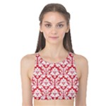 Poppy Red Damask Pattern Tank Bikini Top