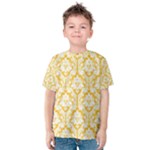 White On Sunny Yellow Damask Kid s Cotton Tee