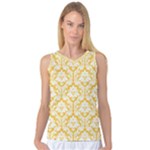 Sunny Yellow Damask Pattern Women s Basketball Tank Top