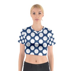 Dark Blue Polkadot Cotton Crop Top from ArtsNow.com