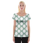 Jade Green Polkadot Women s Cap Sleeve Top