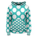 Turquoise Polkadot Pattern Women s Pullover Hoodie