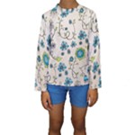 Whimsical Flowers Blue Kid s Long Sleeve Swimwear