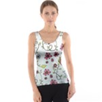 Pink whimsical flowers on blue Tank Top