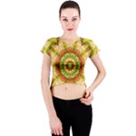 Red Green Apples Mandala Crew Neck Crop Top