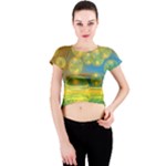 Golden Days, Abstract Yellow Azure Tranquility Crew Neck Crop Top