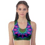 Star Of Leaves, Abstract Magenta Green Forest Sports Bra Star Of Leaves, Abstract Magenta Green Forest Sports Bra