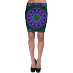 Star Of Leaves, Abstract Magenta Green Forest Bodycon Skirts