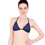 Star Of Leaves, Abstract Magenta Green Forest Bikini Top