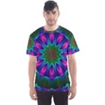 Star Of Leaves, Abstract Magenta Green Forest Men s Sport Mesh Tee