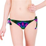 Star Of Leaves, Abstract Magenta Green Forest Bikini Bottom