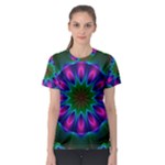 Star Of Leaves, Abstract Magenta Green Forest Women s Sport Mesh Tee Star Of Leaves, Abstract Magenta Green Forest Women s Sport Mesh Tee