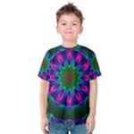 Star Of Leaves, Abstract Magenta Green Forest Kid s Cotton Tee