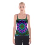 Star Of Leaves, Abstract Magenta Green Forest Spaghetti Strap Top Star Of Leaves, Abstract Magenta Green Forest Spaghetti Strap Top