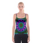 Star Of Leaves, Abstract Magenta Green Forest Spaghetti Strap Top